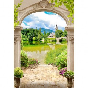 Photography Background Manor River European Courtyard Wedding Backdrops For Party