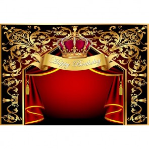 Photography Backdrops Red Curtain Birthday Custom King Crown Background