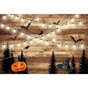 Photography Backdrops Bat Wizard Hat Halloween Wood Wall Background