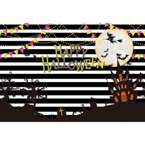 Halloween Photography Background Cartoon Castle Witch Moon Backdrops