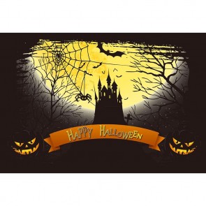 Halloween Photography Background Castle Spider Web Dead Tree Backdrops