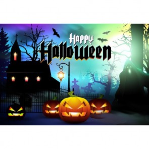 Halloween Photography Background Pumpkin Lantern Ghost Bat Cemetery Backdrops