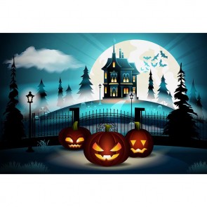 Halloween Photography Background Pumpkin Lantern Castle Bat Backdrops