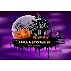 Halloween Photography Background Castle Pumpkin Lamp Purple Cloud Backdrops