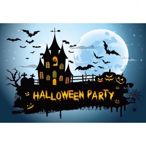 Halloween Photography Background Castle Pumpkin Lantern Bat Backdrops