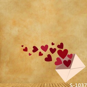 Photography Background Red Heart Shape Love Letters Valentine's Day Brown Backdrops