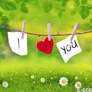 Photography Background Green Leaves White Flowers Valentine's Day Backdrops