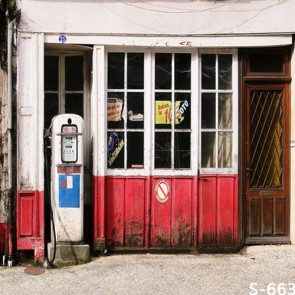 Photography Background Old Gas Station Street View Backdrops