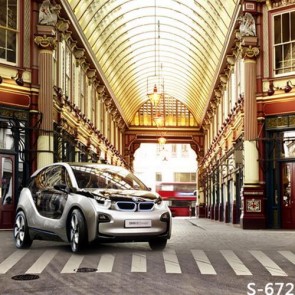 Photography Background Zebra Crossing Silver Sedan Car Backdrops