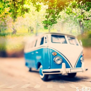 Photography Background Blue White Bus Car Sunlight Backdrops