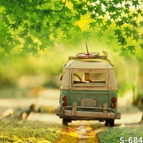 Photography Background Green Maple Leaf Car Bus Backdrops