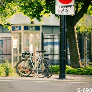 Photography Backdrops Tree Bikes Street Side View Background
