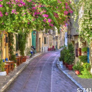 Photography Backdrops Pink Flower Alley Tourist Background For Holiday