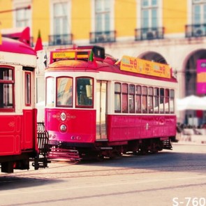 Photography Backdrops Pink Tram Car Background For Photo Studio