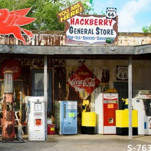 Street View Photography Background Dilapidated Gas Stations Backdrops