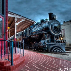 Train Photography Backdrops Dark Clouds Black Steam Train Background