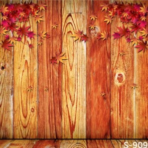 Photography Backdrops Red Maple Leaf Orange Vertical Wood Floor Background