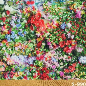 Photography Background Flower Bushes Flower Wall Wood Floor Backdrops
