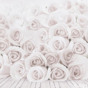 Photography Background White Roses Flowers Wood Floor Backdrops