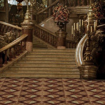Fotografía Telón de fondo hermosas escaleras flores alfombra palacio fondo